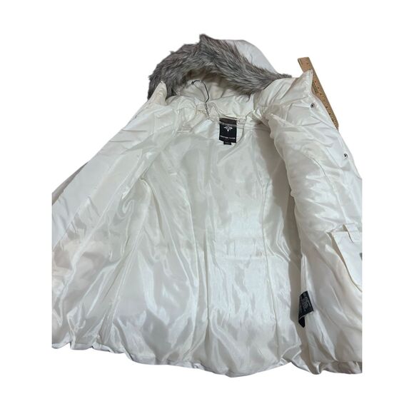 Weather Tamer Winter White Puffer Coat Faux Fur Removable Hood Size M - Picture 13 of 15
